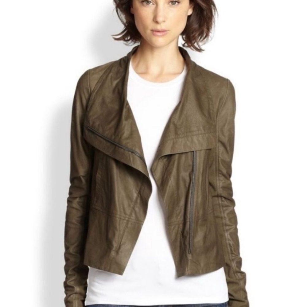 NWT Vince Olive Green Faux Leather Jacket
